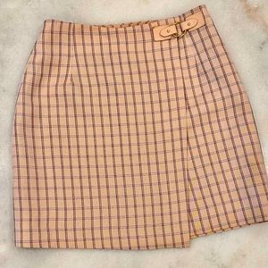 Sandro plaid mini skirt with buckle and slit